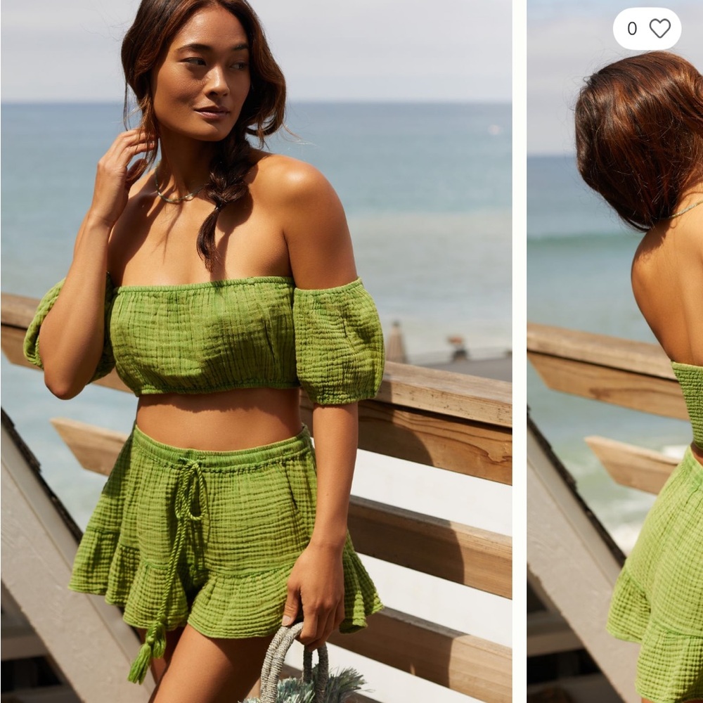 By Anthropologie Green Short Set